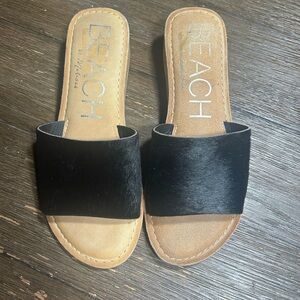 Beach by Matisse, women, Sz 7, black cowhide leather, Tiki